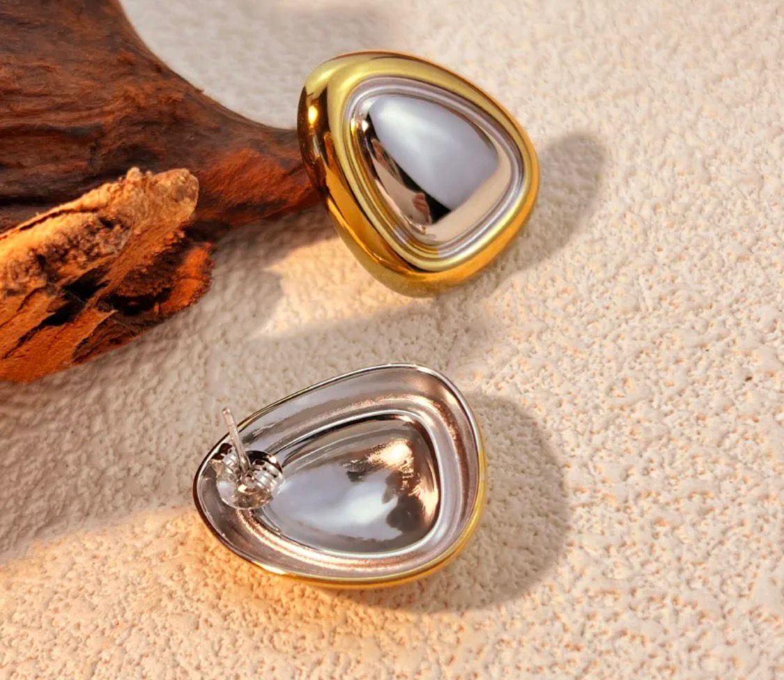 Two tone chunky earrings