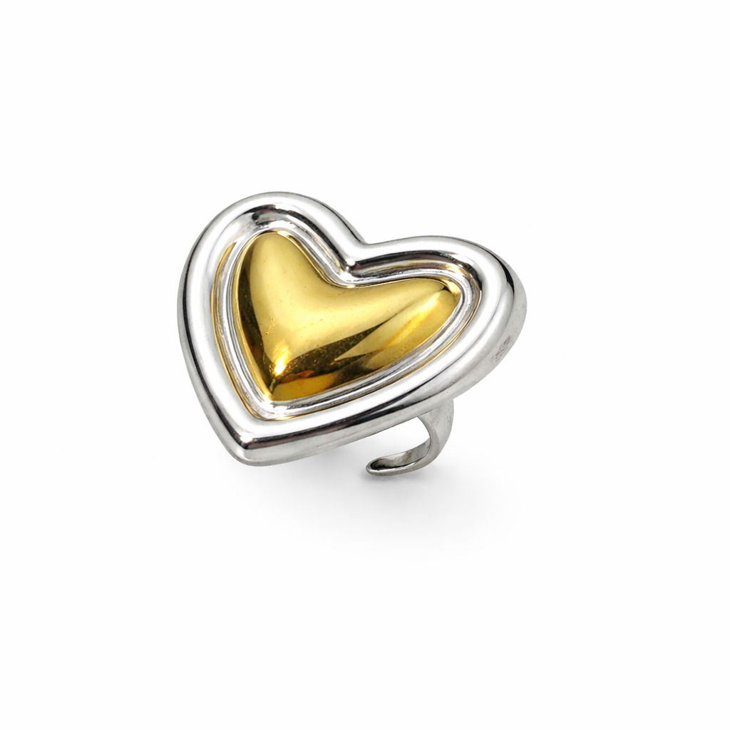 Two-Tone Heart Shape Ring