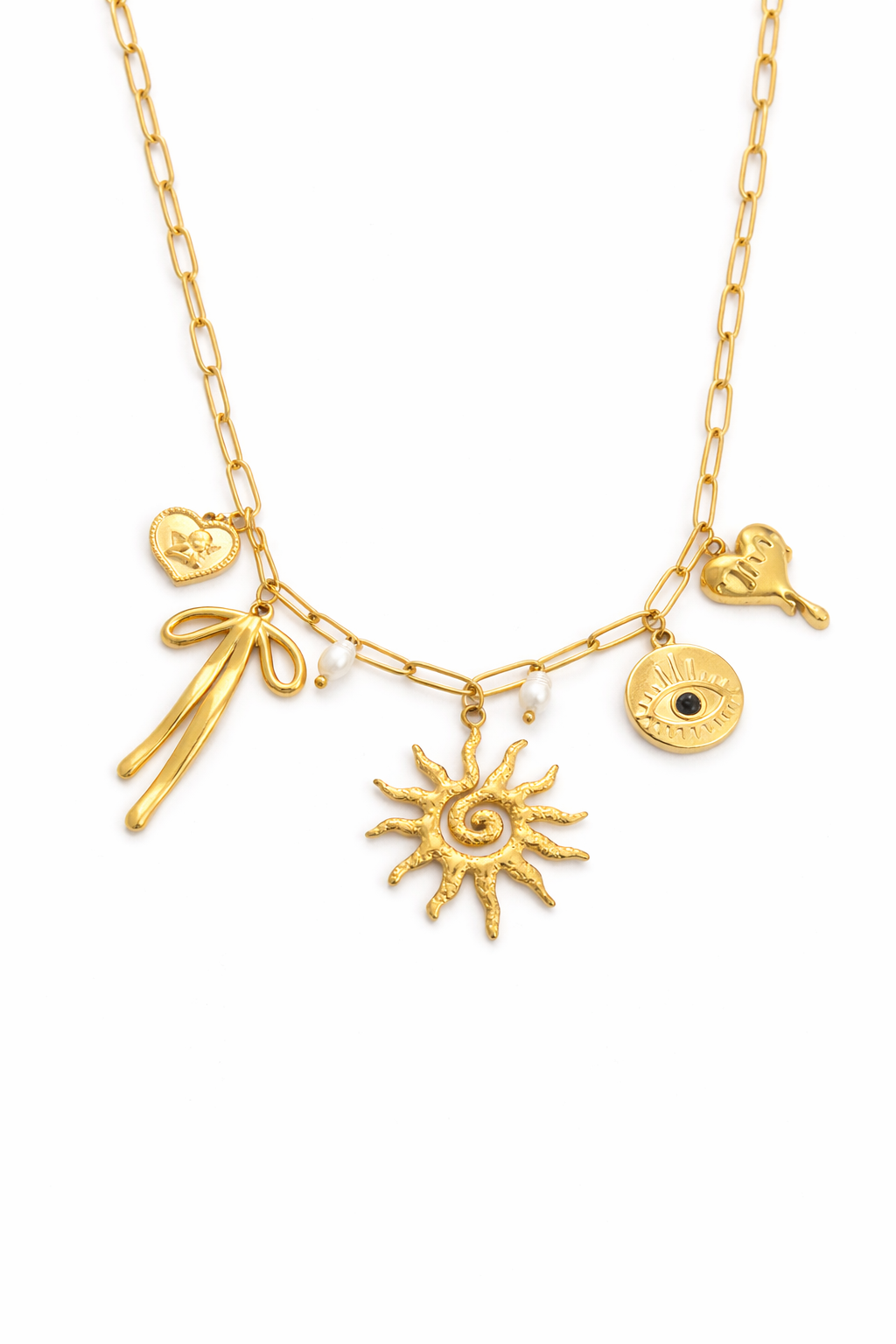 Multi Charm Necklace Gold