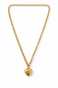 Minimalist Chain Heart Charm Necklace Gold / Silver