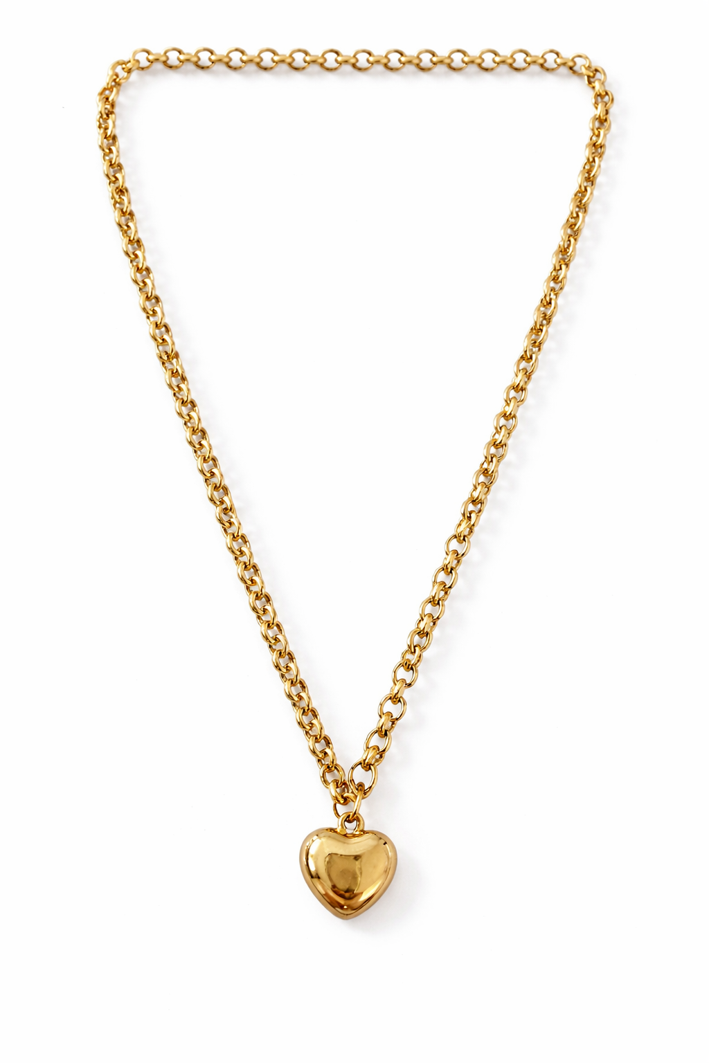 Minimalist Chain Heart Charm Necklace Gold / Silver
