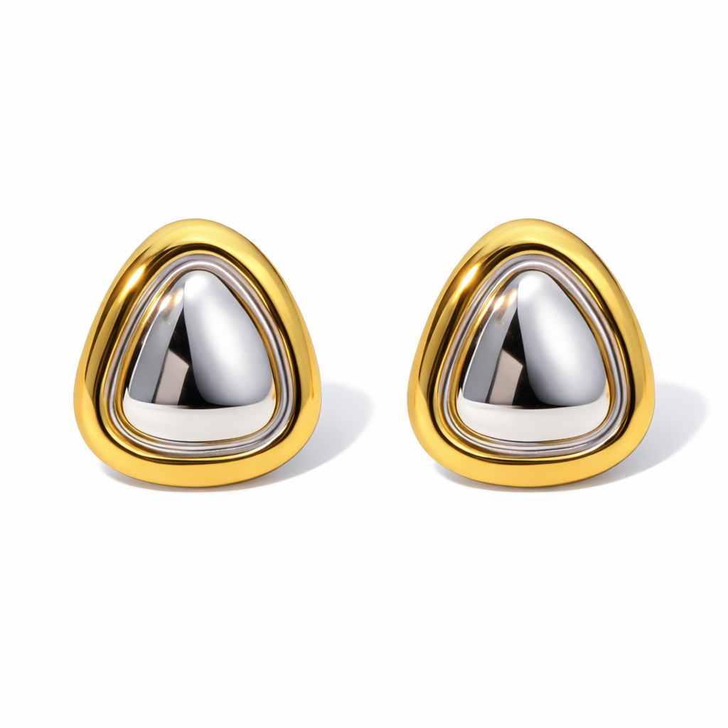 Two tone chunky earrings