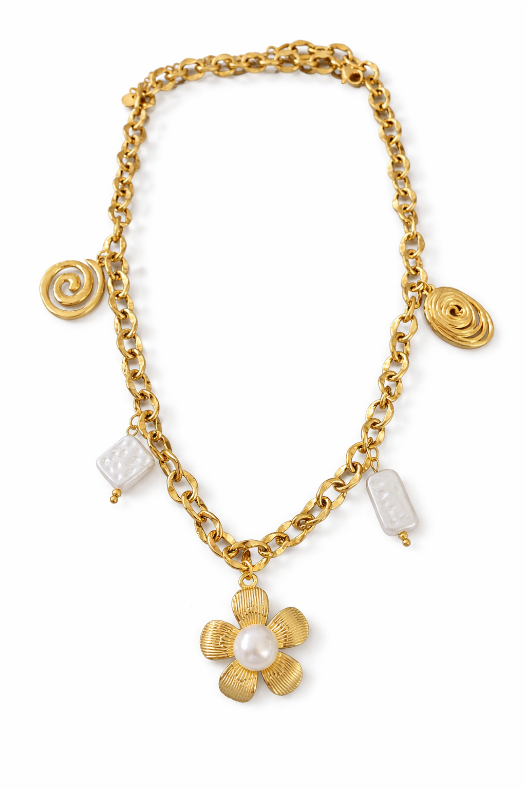 Elegant Multi Charm Necklace Gold