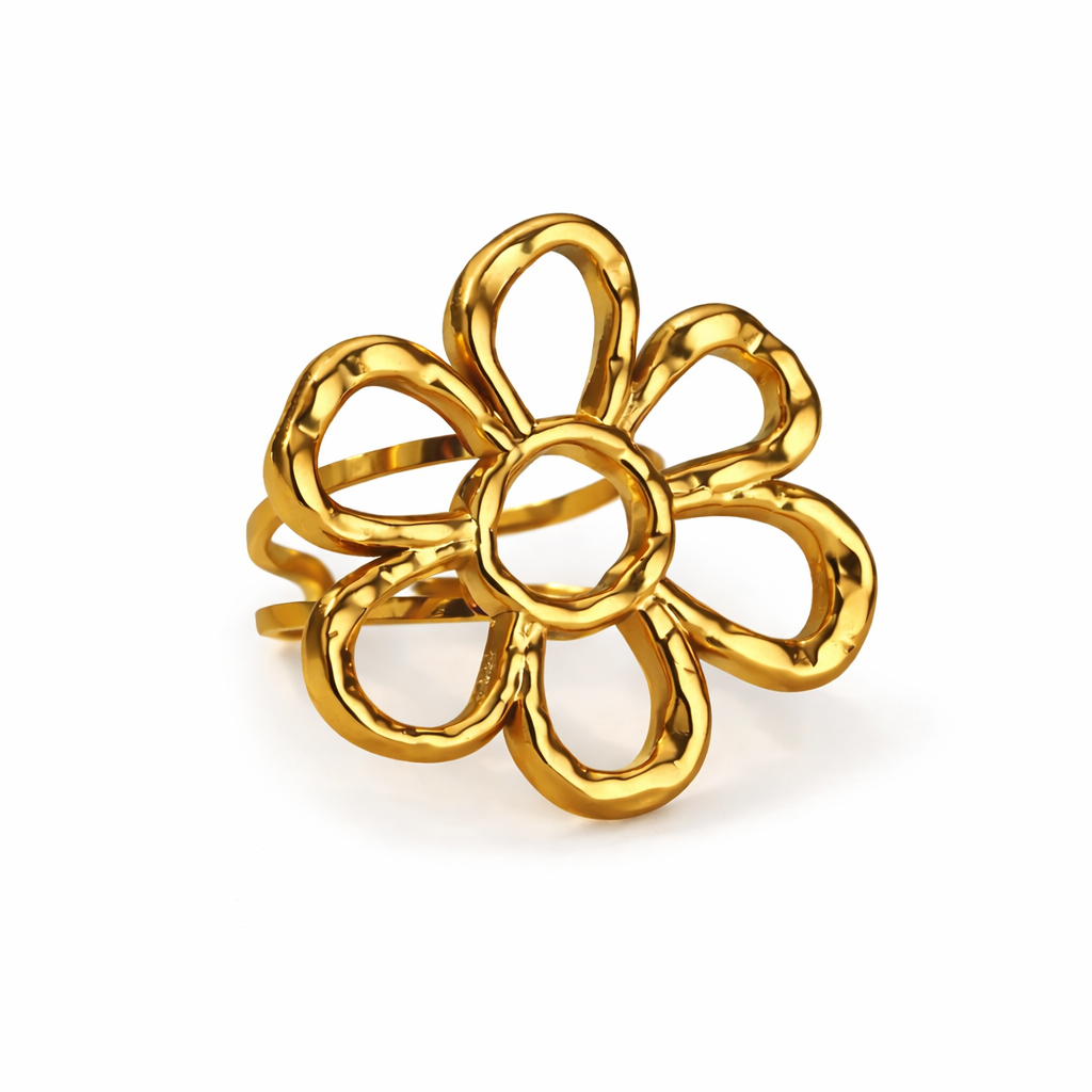 Flower Style Adjustable Ring Gold / Silver
