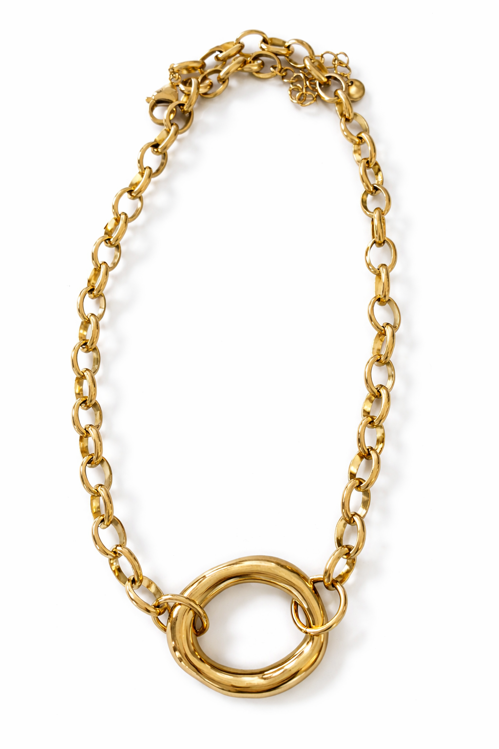 Chain Necklace Oval Charm Gold / Silver