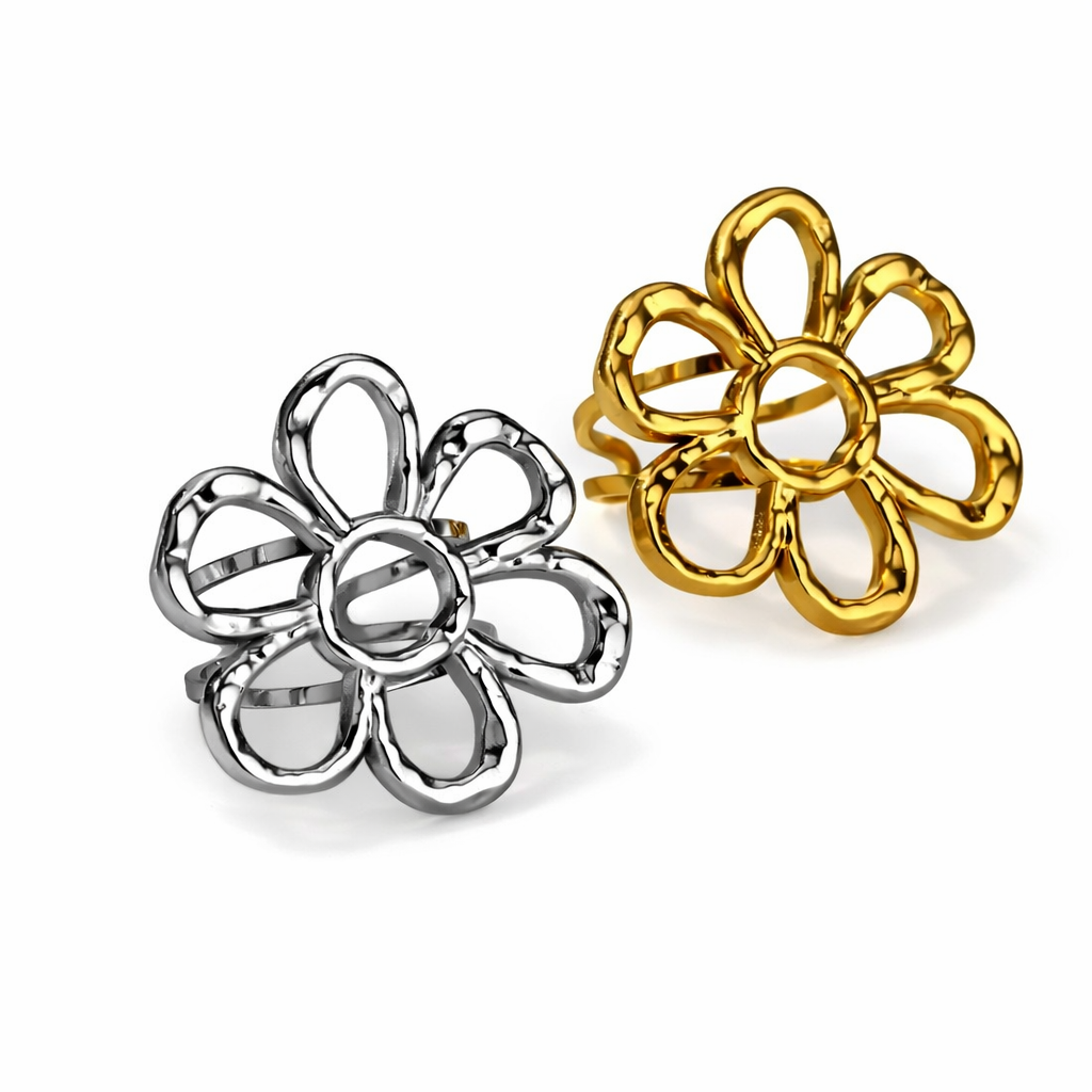 Flower Style Adjustable Ring Gold / Silver