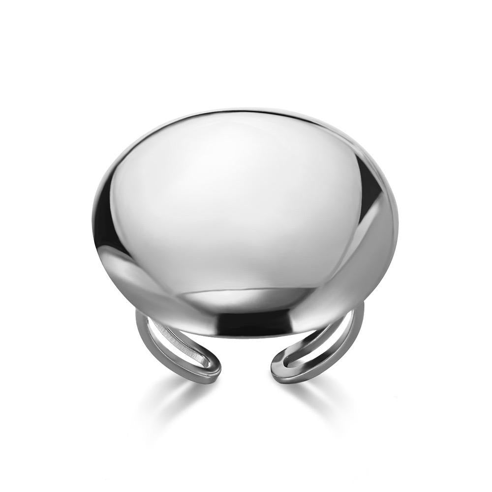 Maximalist Style Round Shape Adjustable Ring Silver