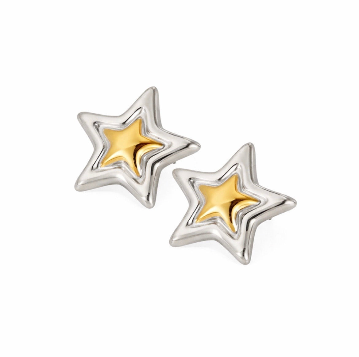 Elegant Star Shape Earrings Two-Tone