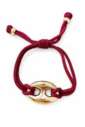 Gold Pig Nose Polyester Rope Bracelet Red