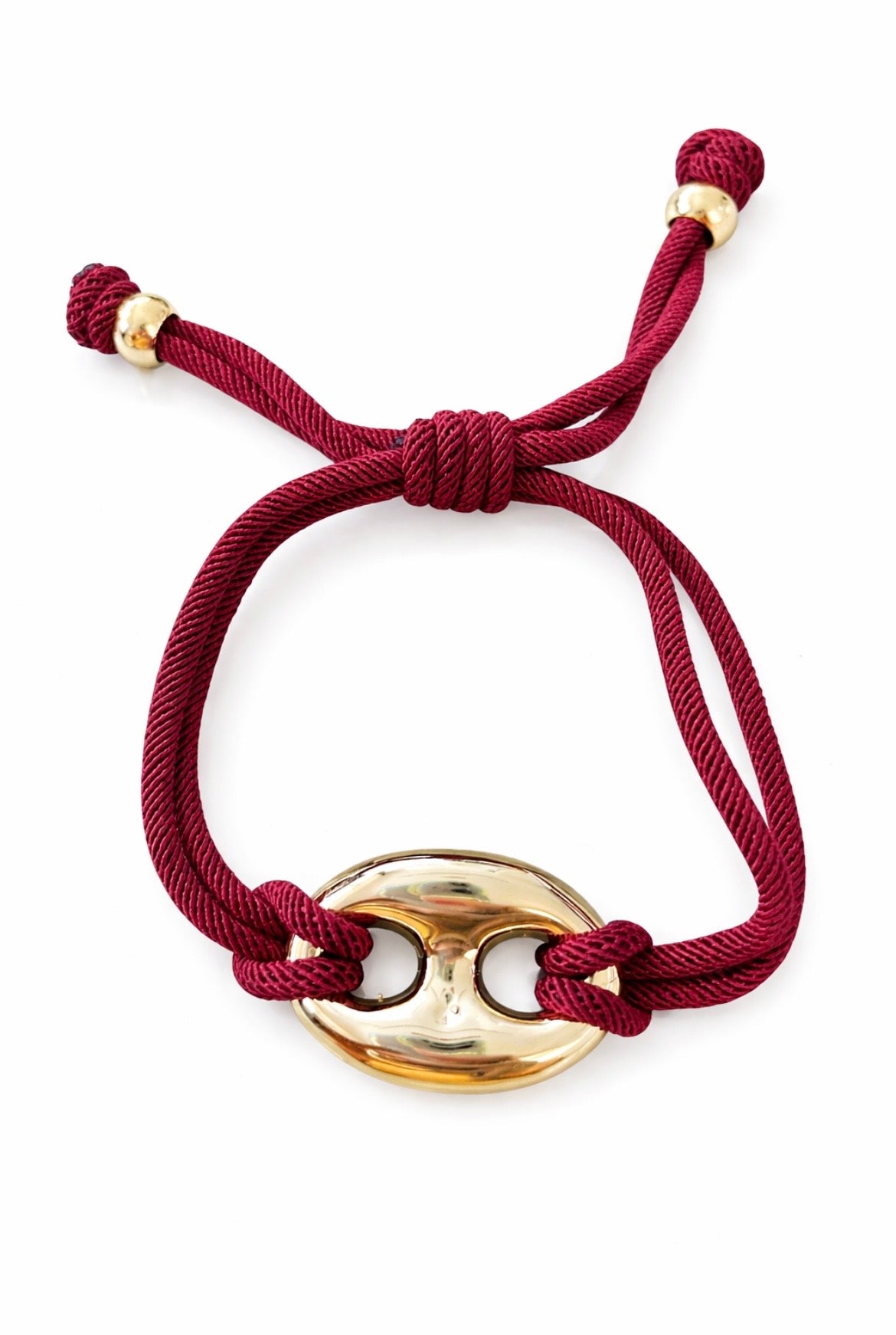 Gold Pig Nose Polyester Rope Bracelet Red