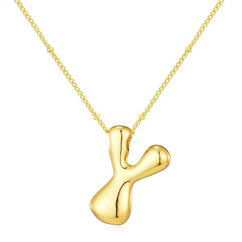 Bubble Letter (Y) Necklace Gold / Silver