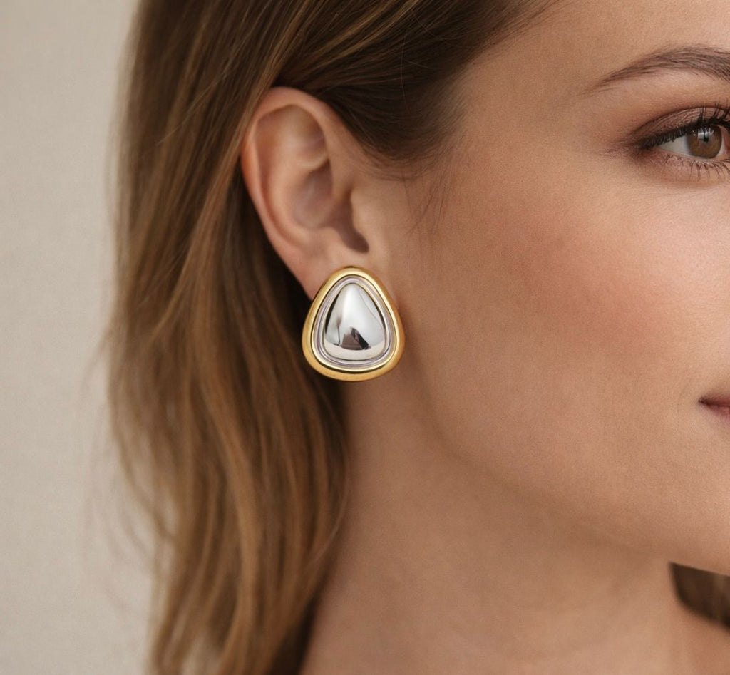 Two tone chunky earrings